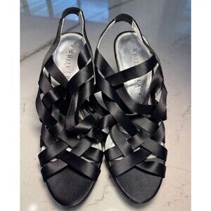 White House Black Market Women's 9M Juliet Black Strappy Sling Back Sandals